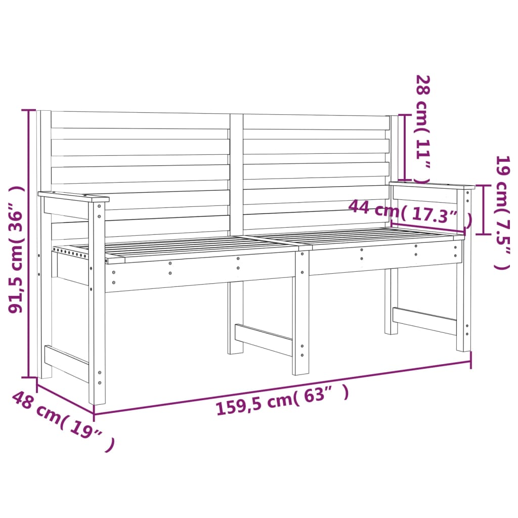 Garden Bench 159,5x48x91,5 cm Solid Wood Pine