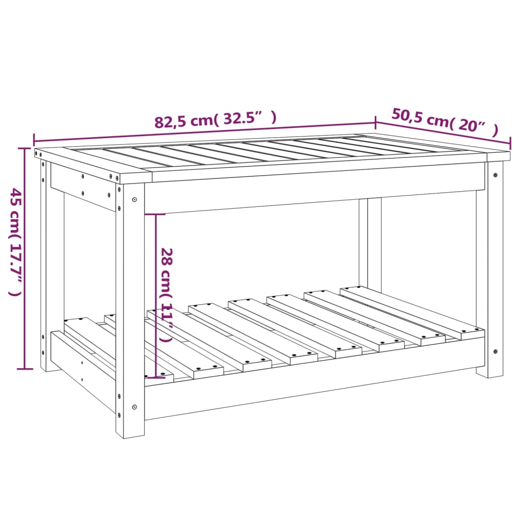 Garden Table 82,5x50,5x45 cm Solid Wood Douglas
