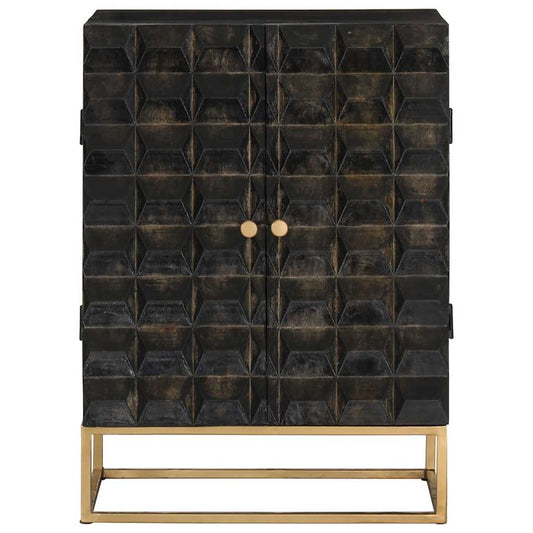 Sideboard Black 55x34x75 cm Solid Wood Mango and Iron Sideboard Black 55x34x75 cm Solid Wood Mango and Iron