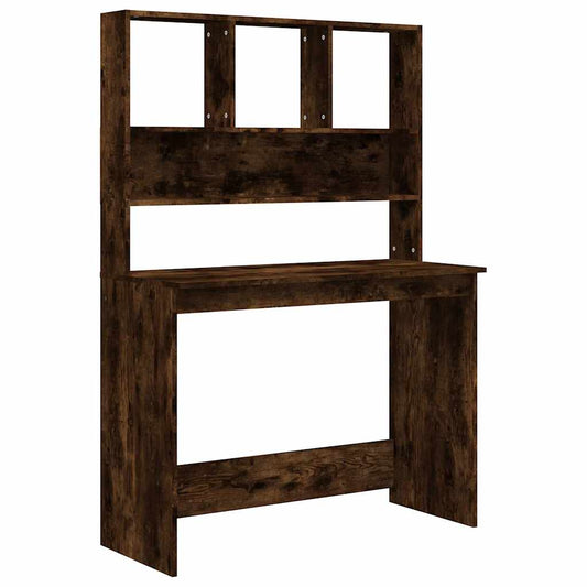 Desk with Shelves Smoked Oak 102x45x148 cm Engineered Wood Desk with Shelves Smoked Oak 102x45x148 cm Engineered Wood