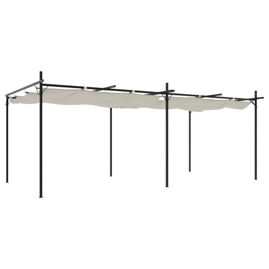 Pergola with Retractable Roof Cream 589x292x230 cm Pergola with Retractable Roof Cream 589x292x230 cm