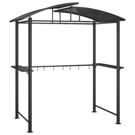 BBQ Gazebo with Side Shelves Anthracite 210x114x230 cm Steel BBQ Gazebo with Side Shelves Anthracite 210x114x230 cm Steel