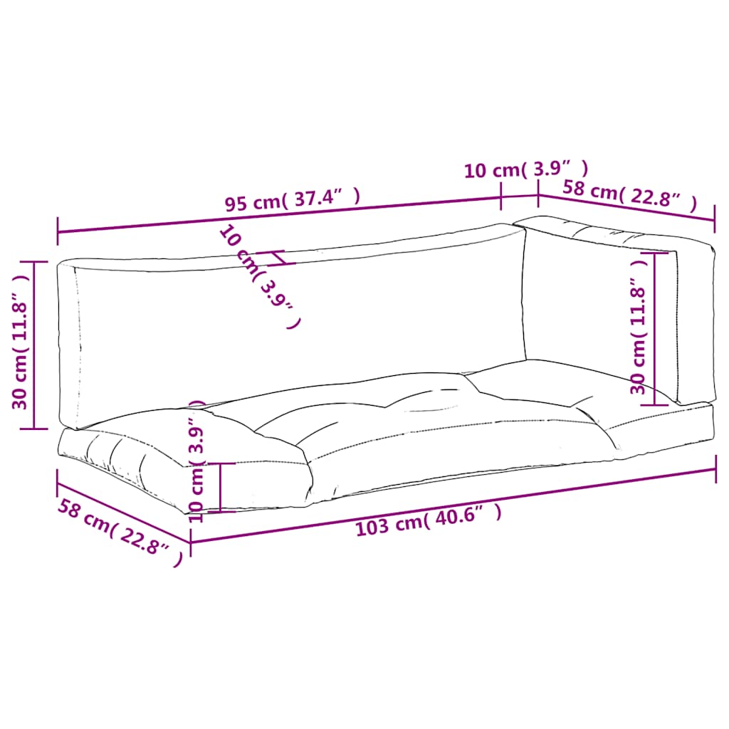 Pallet Cushions 3 pcs Grey Check Fabric