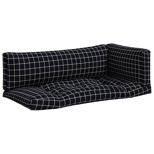 Pallet Cushions 3 pcs Black Check Pattern Oxford Fabric Pallet Cushions 3 pcs Black Check Pattern Oxford Fabric