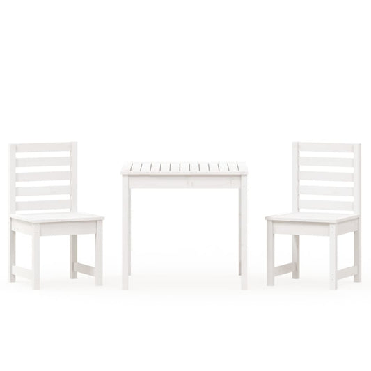 3 Piece Garden Bistro Set White Solid Wood Pine 3 Piece Garden Bistro Set White Solid Wood Pine