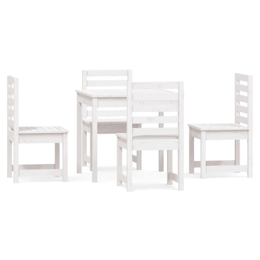 5 Piece Garden Dining Set White Solid Wood Pine 5 Piece Garden Dining Set White Solid Wood Pine