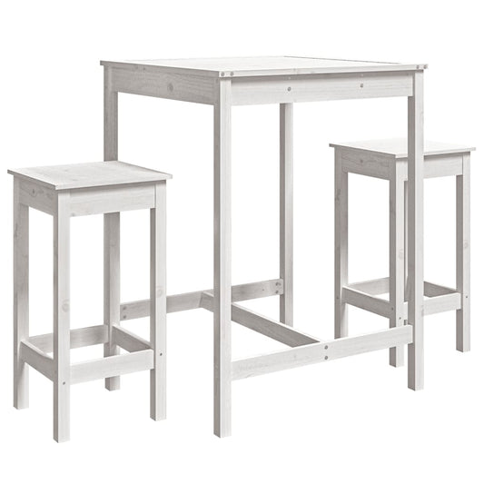 3 Piece Garden Bar Set White Solid Wood Pine 3 Piece Garden Bar Set White Solid Wood Pine