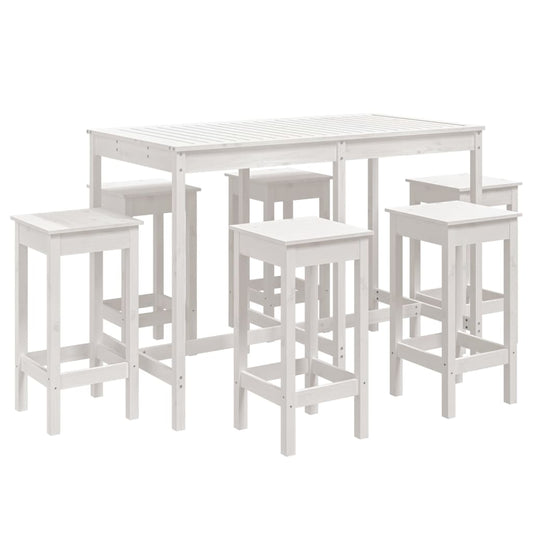 7 Piece Garden Bar Set White Solid Wood Pine 7 Piece Garden Bar Set White Solid Wood Pine