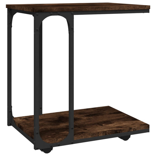 Side Table with Wheels Smoked Oak 50x35x55.5cm Engineered Wood Side Table with Wheels Smoked Oak 50x35x55.5cm Engineered Wood