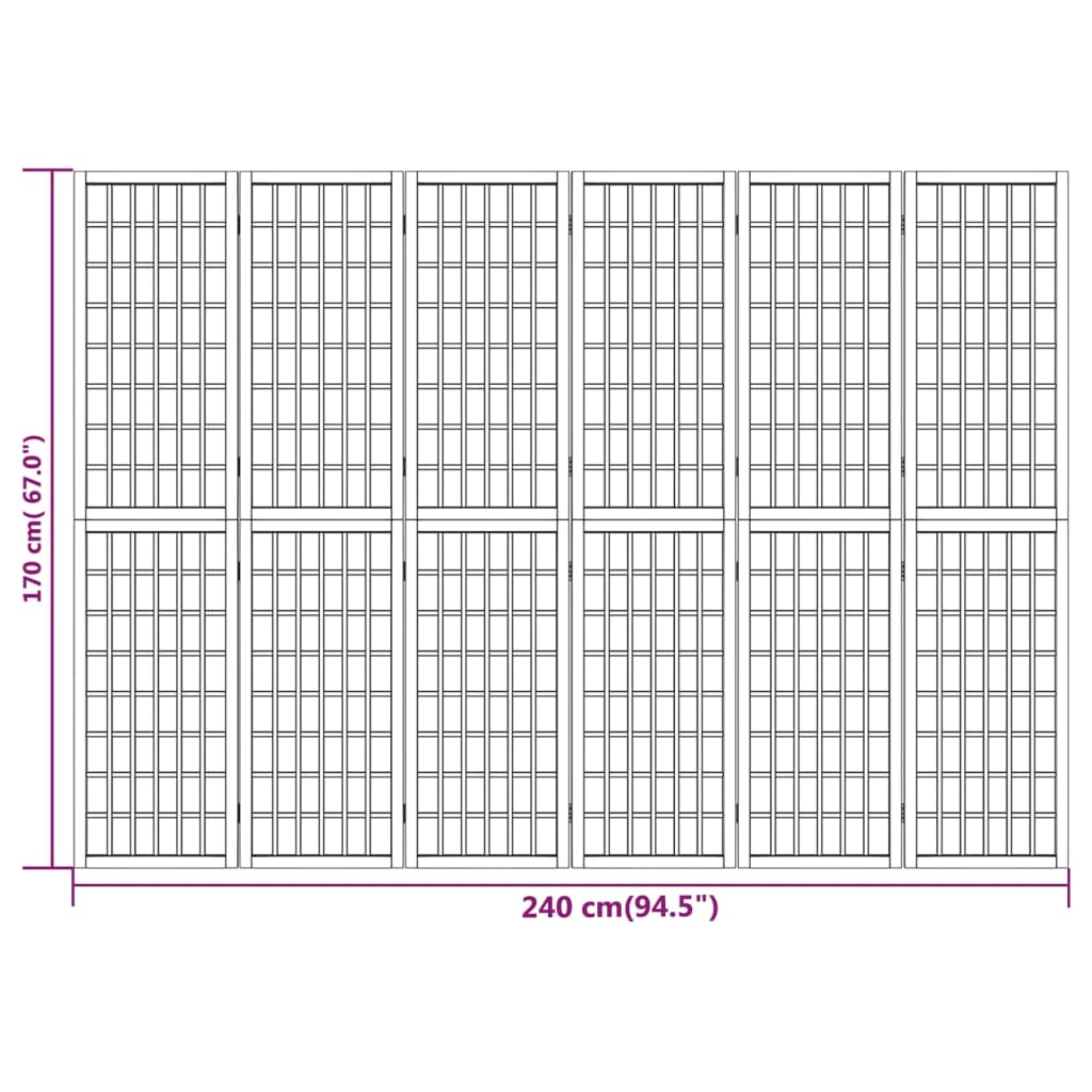 Folding 6-Panel Room Divider Japanese Style 240x170 cm White
