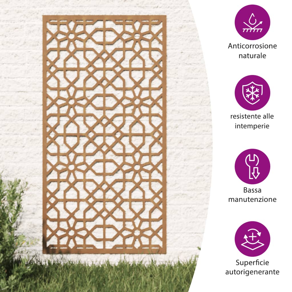 Garden Wall Decoration 105x55 cm Corten Steel Moorish Design