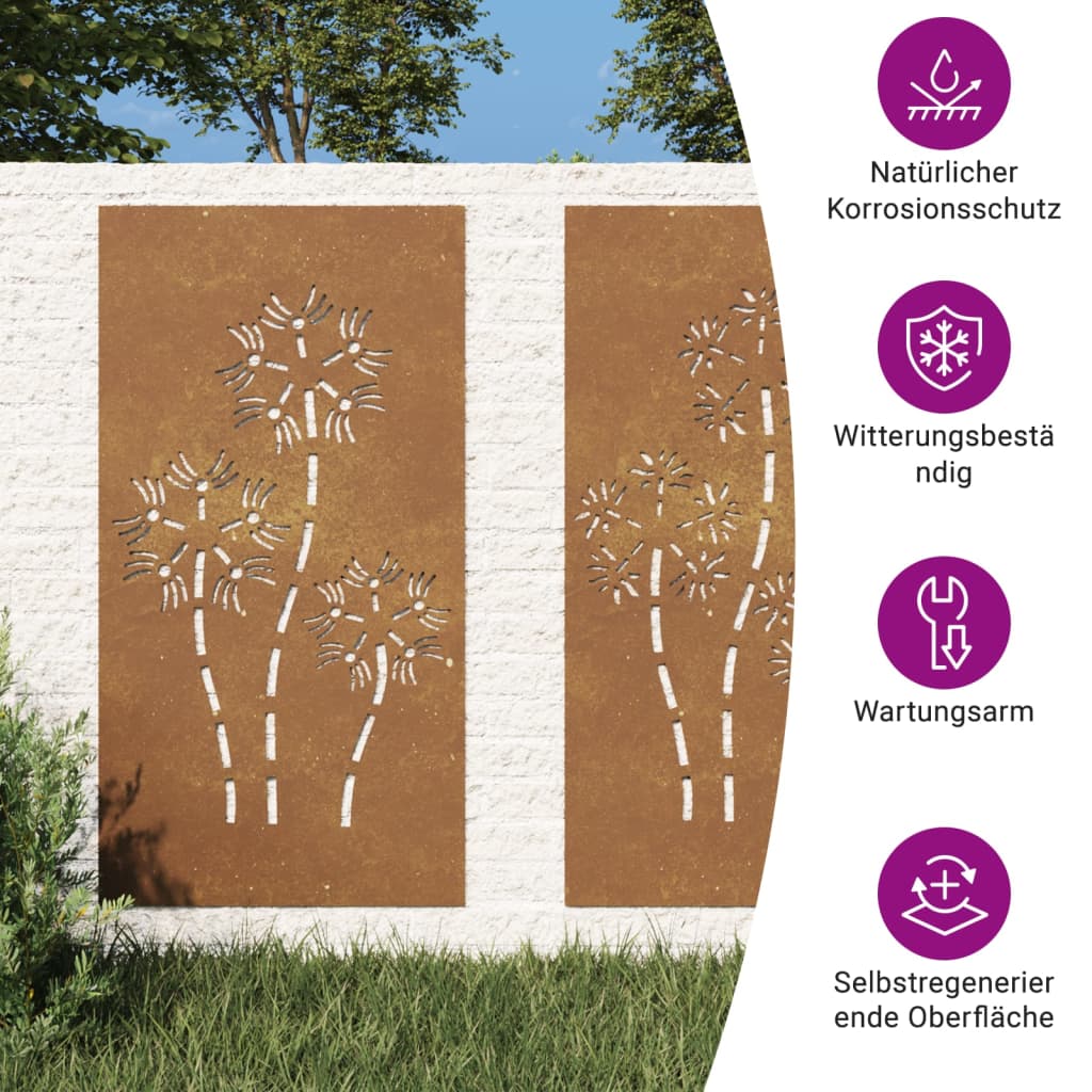 Garden Wall Decorations 2pcs 105x55 cm Flower Design