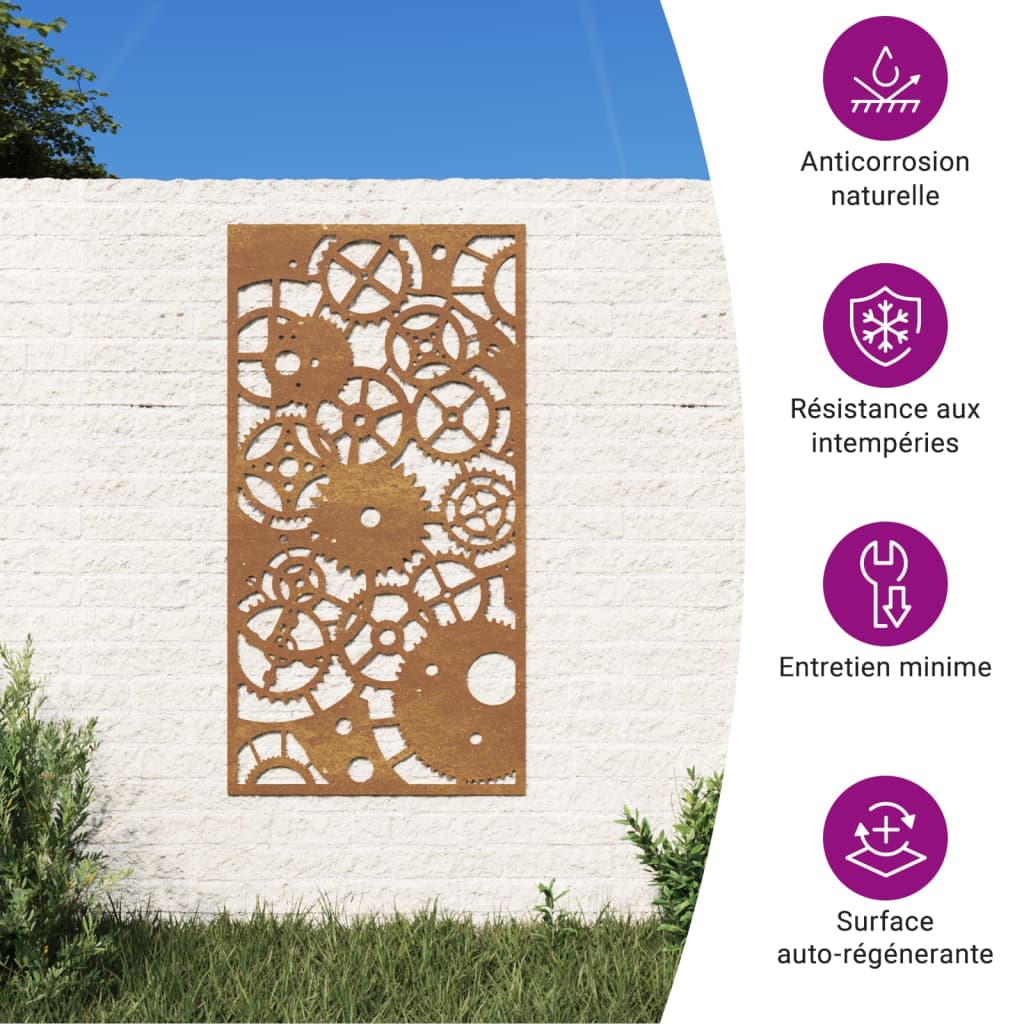 Garden Wall Decoration 105x55 cm Corten Steel Gear Wheel Design