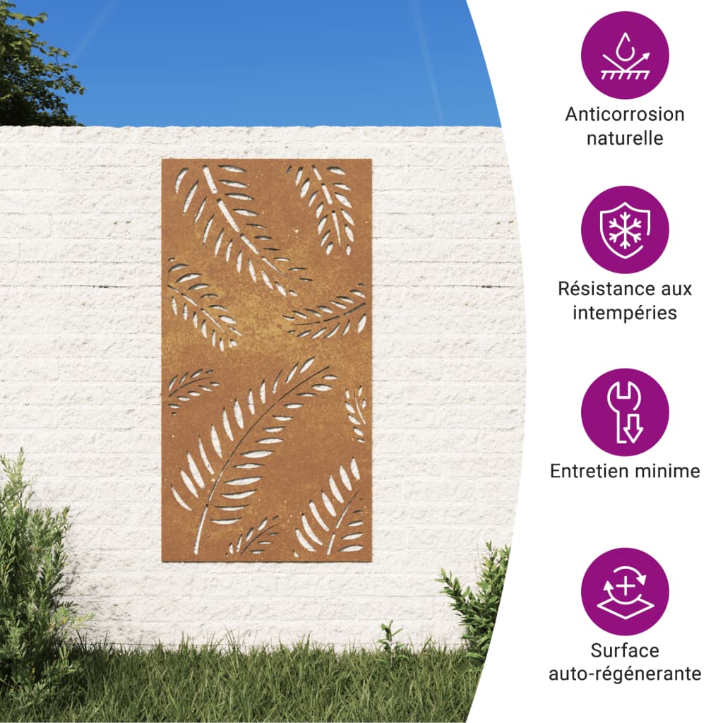 Garden Wall Decoration 105x55 cm Corten Steel Leaf Design