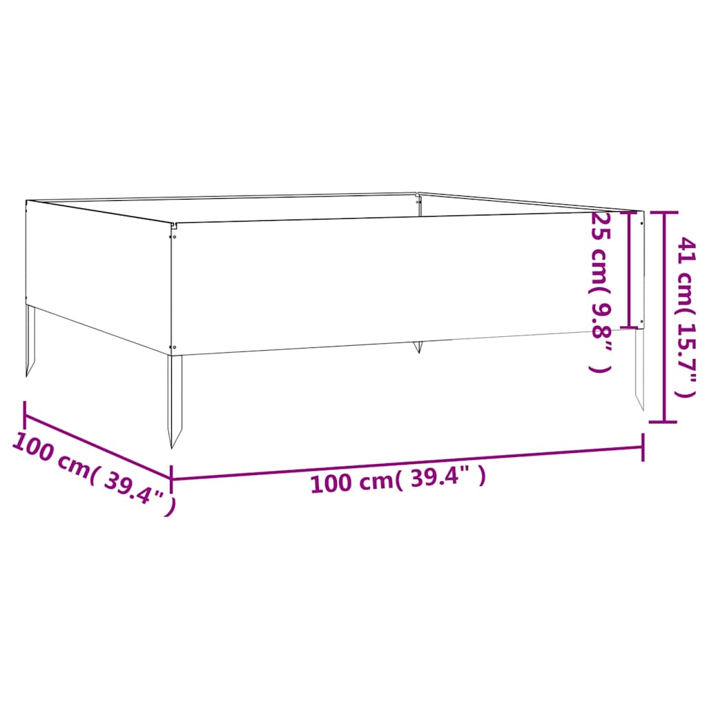 824516 vidaXL Garden Raised Bed 100x100x41 cm Corten Steel