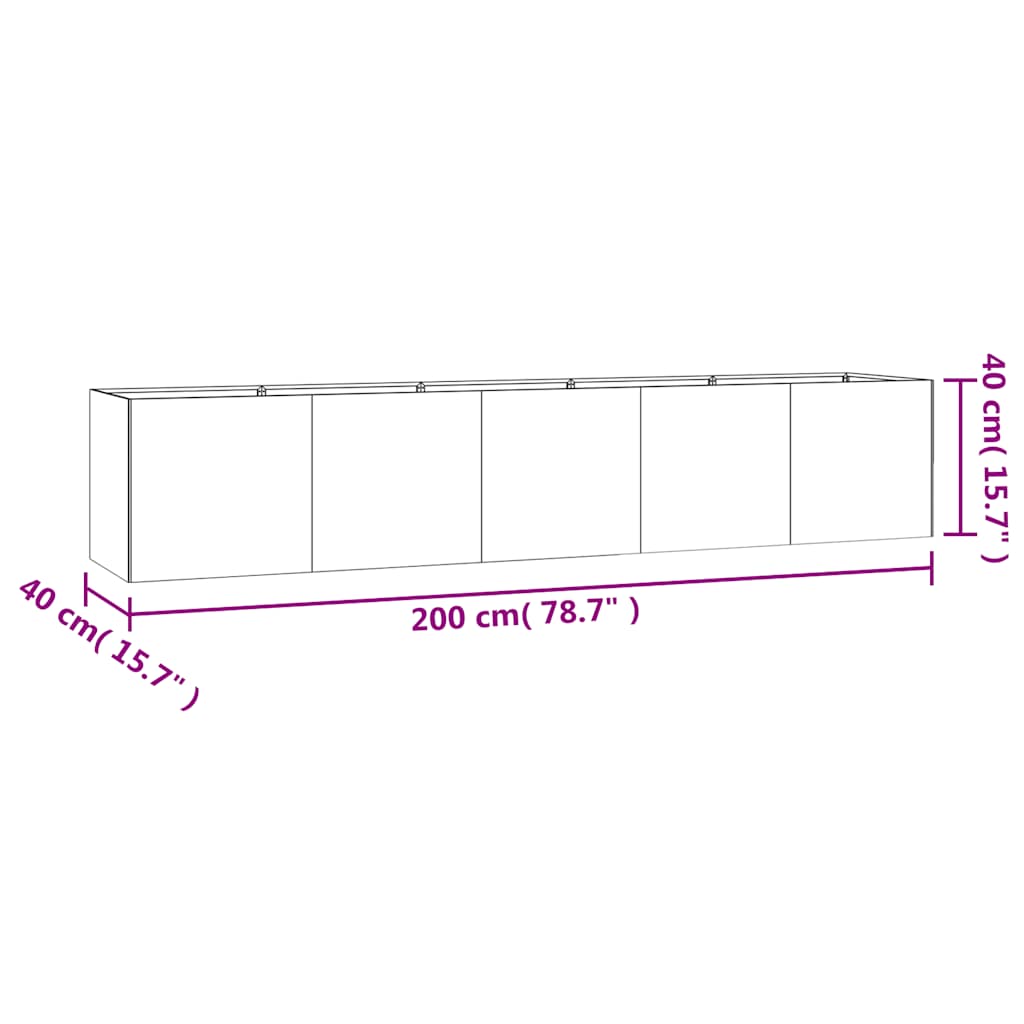 824521 vidaXL Garden Raised Bed 200x40x40 cm Corten Steel