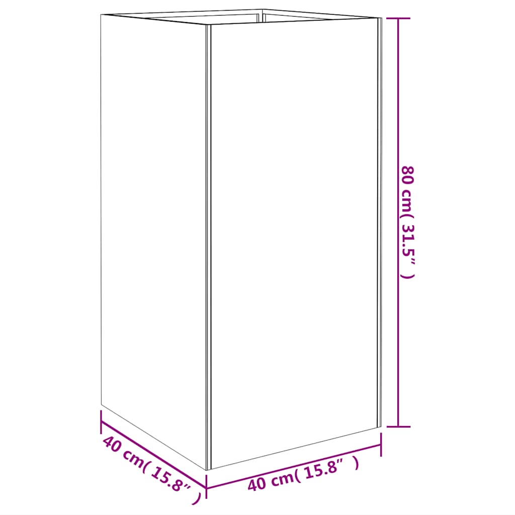 824524 vidaXL Planter 40x40x80 cm Corten Steel