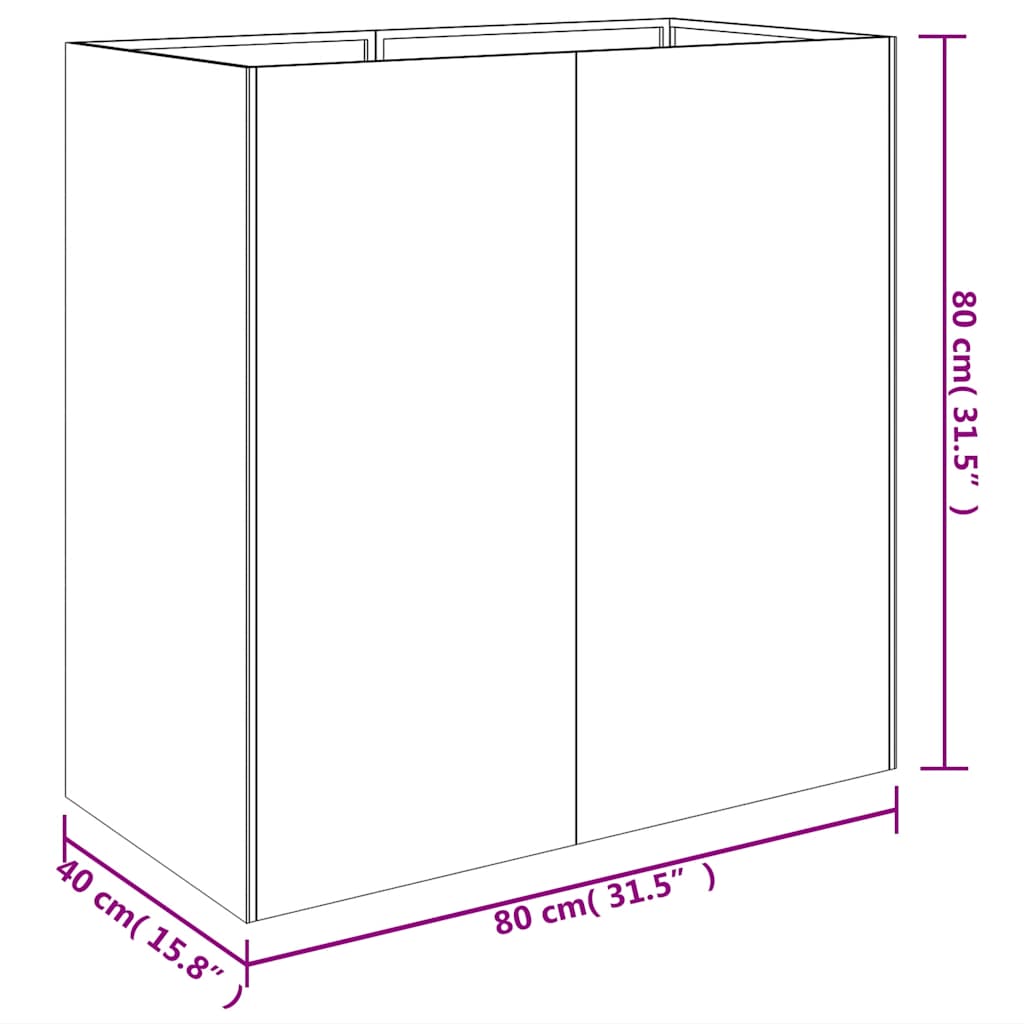 824525 vidaXL Planter 80x40x80 cm Corten Steel