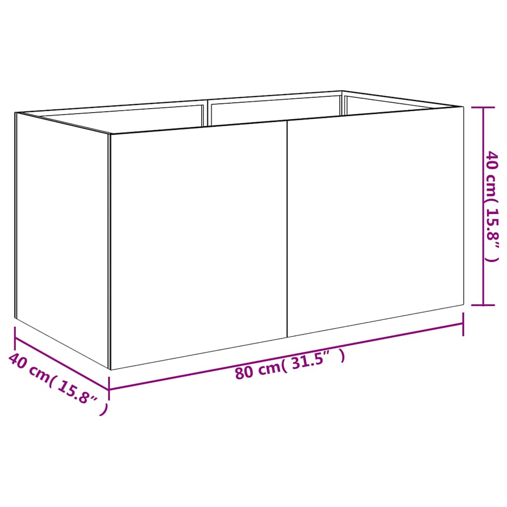 Planter 80x40x40 cm Corten Steel