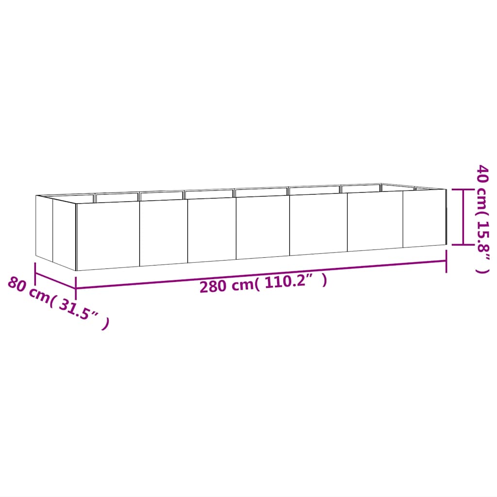 Garden Raised Bed 280x80x40 cm Corten Steel