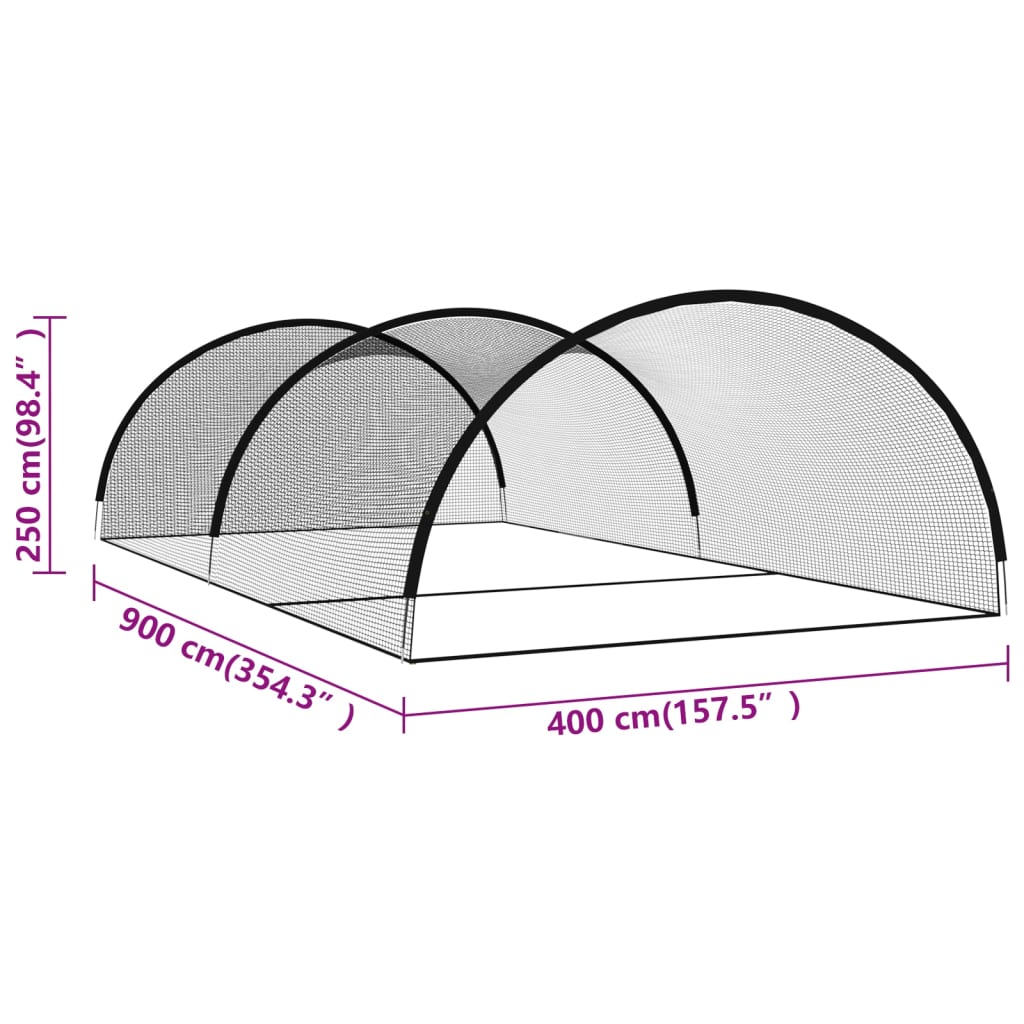 Baseball Batting Cage Net Black 900x400x250 cm Polyester