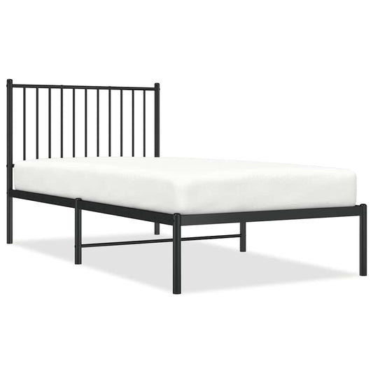 Metal Bed Frame without Mattress with Headboard Black 90x190cm Metal Bed Frame without Mattress with Headboard Black 90x190cm