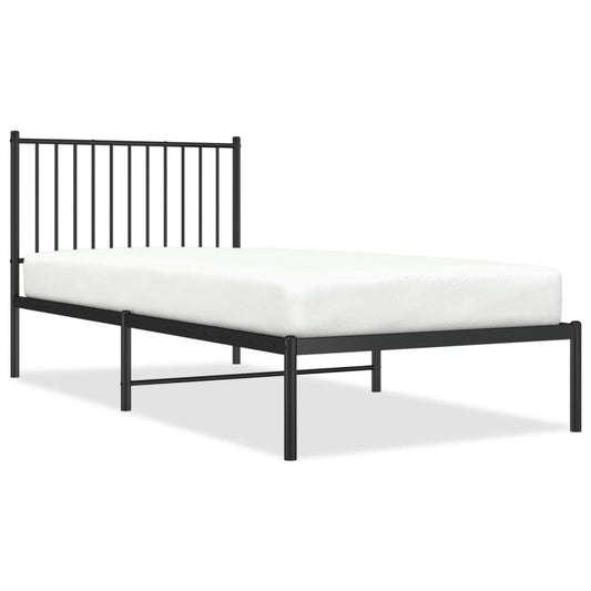 Metal Bed Frame without Mattress with Headboard Black 90x200cm Metal Bed Frame without Mattress with Headboard Black 90x200cm