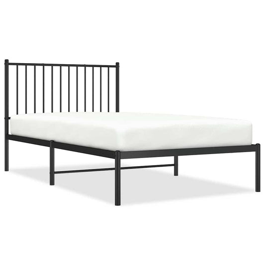 Metal Bed Frame without Mattress with Headboard Black 100x190cm Metal Bed Frame without Mattress with Headboard Black 100x190cm