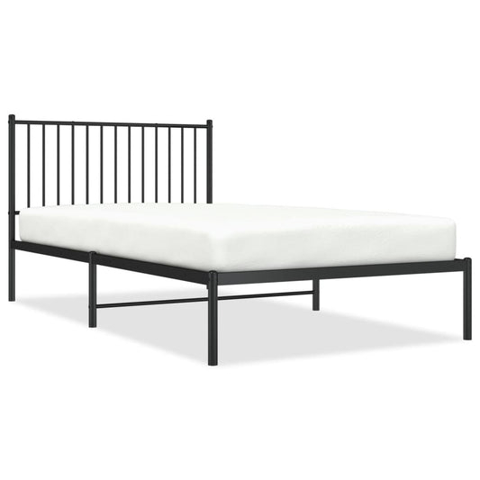 Metal Bed Frame without Mattress with Headboard Black 107x203cm Metal Bed Frame without Mattress with Headboard Black 107x203cm