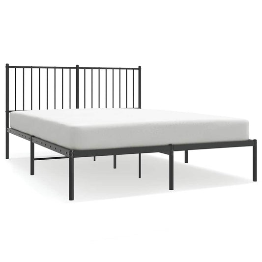Metal Bed Frame without Mattress with Headboard Black 135x190cm Metal Bed Frame without Mattress with Headboard Black 135x190cm