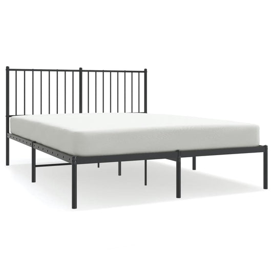 Metal Bed Frame without Mattress with Headboard Black 140x190cm Metal Bed Frame without Mattress with Headboard Black 140x190cm