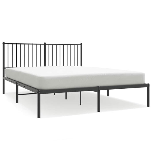 Metal Bed Frame without Mattress with Headboard Black 150x200cm Metal Bed Frame without Mattress with Headboard Black 150x200cm