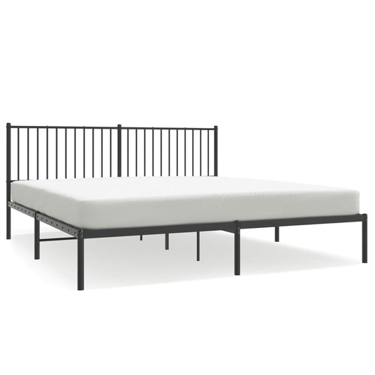 Metal Bed Frame without Mattress with Headboard Black 180x200cm Metal Bed Frame without Mattress with Headboard Black 180x200cm