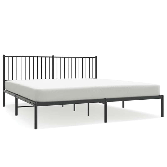 Metal Bed Frame without Mattress with Headboard Black 183x213cm Metal Bed Frame without Mattress with Headboard Black 183x213cm