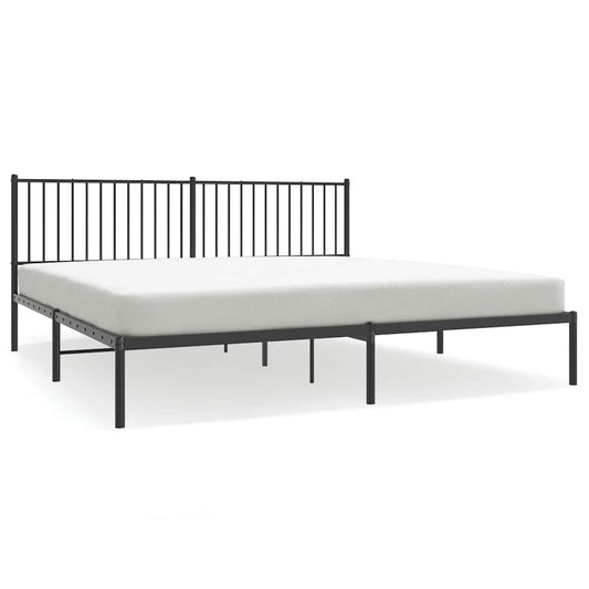 Metal Bed Frame without Mattress with Headboard Black 193x203cm Metal Bed Frame without Mattress with Headboard Black 193x203cm