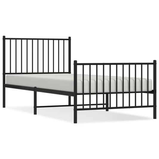 Metal Bed Frame without Mattress with Footboard Black 90x200cm Metal Bed Frame without Mattress with Footboard Black 90x200cm