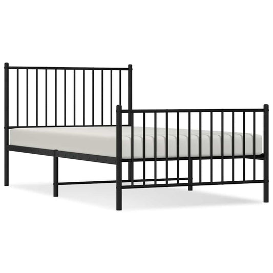 Metal Bed Frame without Mattress with Footboard Black 100x190cm Metal Bed Frame without Mattress with Footboard Black 100x190cm