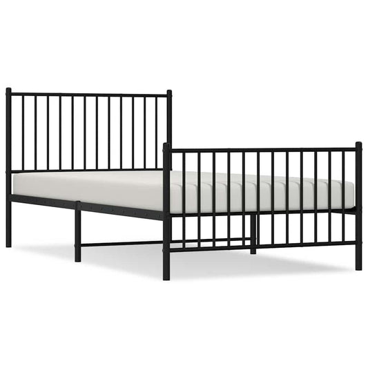 Metal Bed Frame without Mattress with Footboard Black 100x200cm Metal Bed Frame without Mattress with Footboard Black 100x200cm