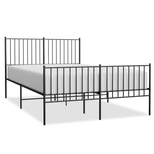 Metal Bed Frame without Mattress with Footboard Black 135x190cm Metal Bed Frame without Mattress with Footboard Black 135x190cm