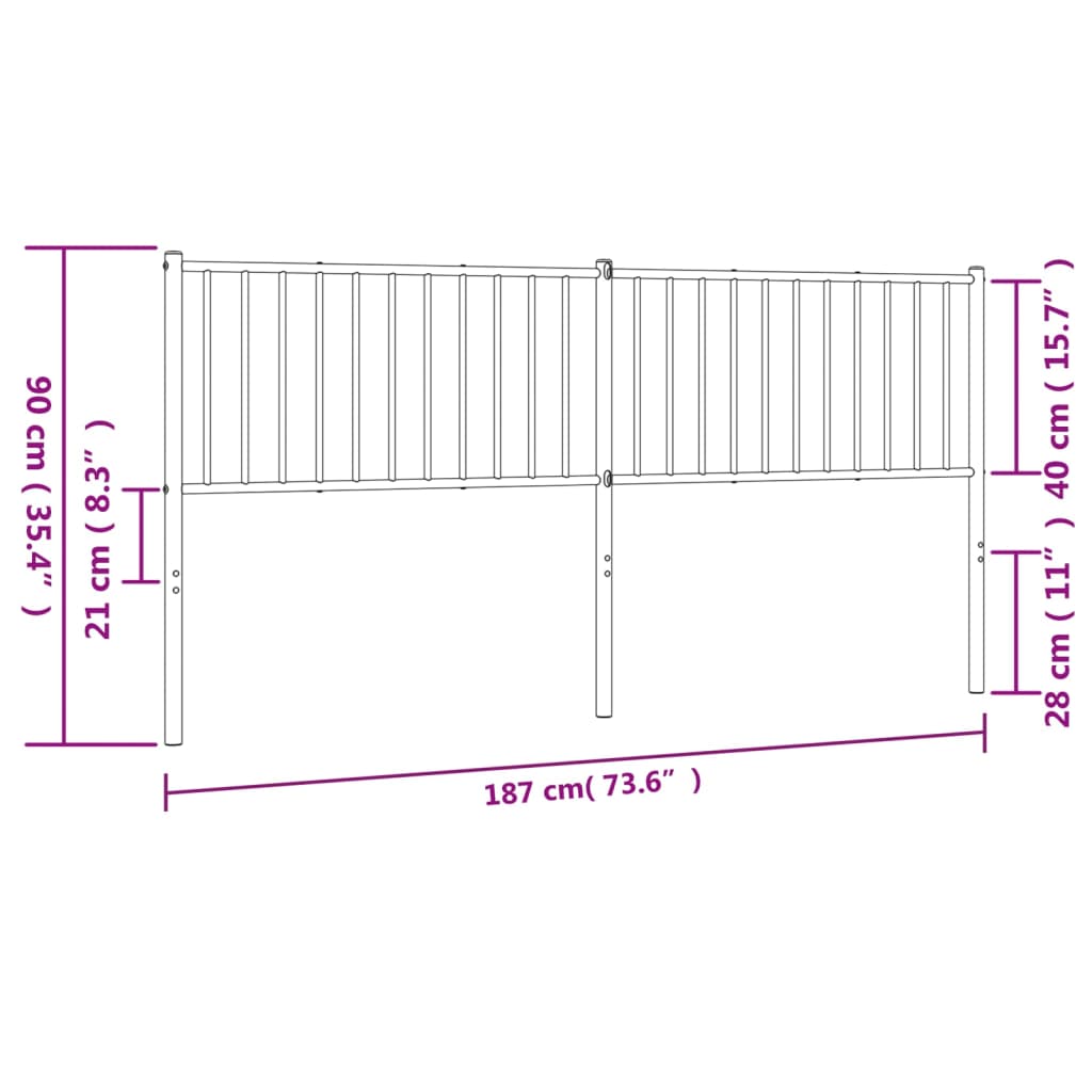 Metal Replace Headboard Black 180 cm