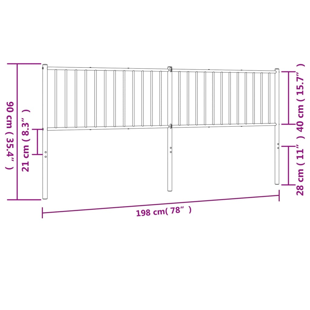 Metal Replace Headboard Black 193 cm