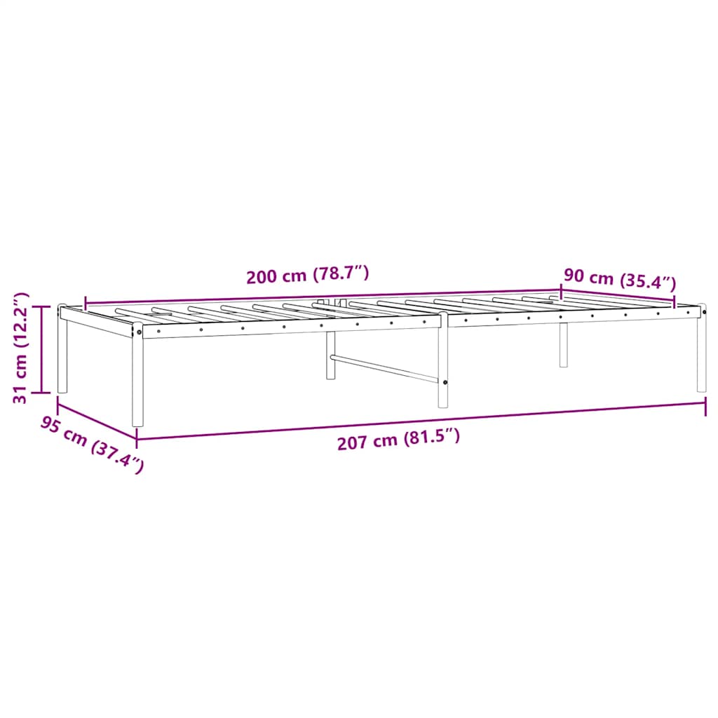 Metal Bed Frame without Mattress White 90x200cm
