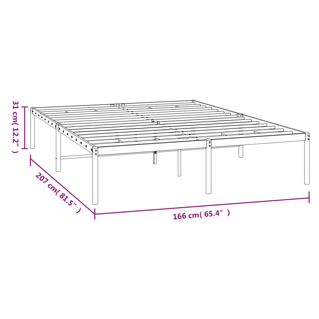 Metal Bed Frame without Mattress White 160x200cm