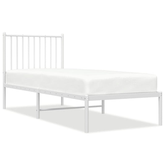 Metal Bed Frame without Mattress with Headboard White 75x190cm Metal Bed Frame without Mattress with Headboard White 75x190cm