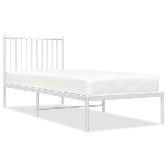 Metal Bed Frame without Mattress with Headboard White 80x200cm Metal Bed Frame without Mattress with Headboard White 80x200cm