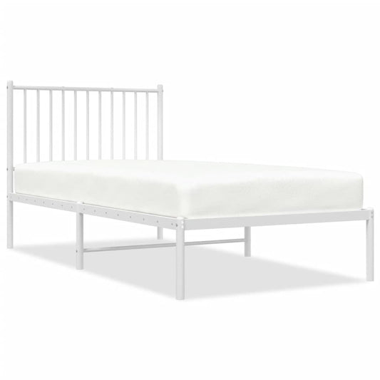 Metal Bed Frame without Mattress with Headboard White 90x190cm Metal Bed Frame without Mattress with Headboard White 90x190cm