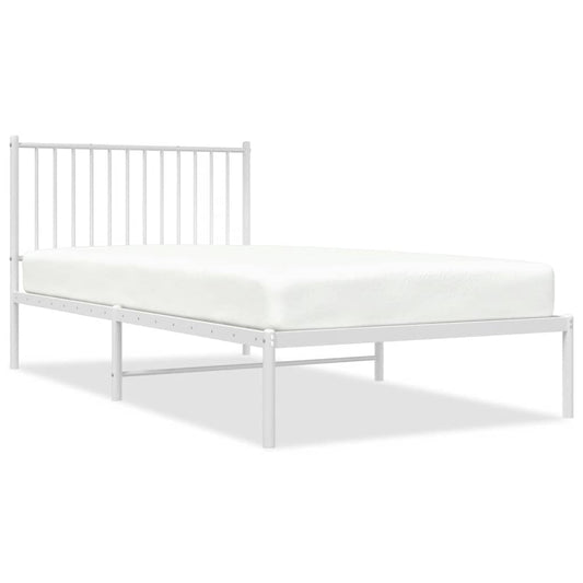 Metal Bed Frame without Mattress with Headboard White 100x200cm Metal Bed Frame without Mattress with Headboard White 100x200cm