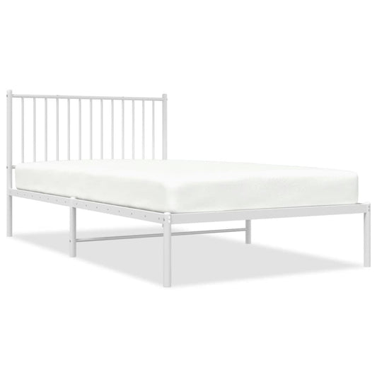 Metal Bed Frame without Mattress with Headboard White 107x203cm Metal Bed Frame without Mattress with Headboard White 107x203cm