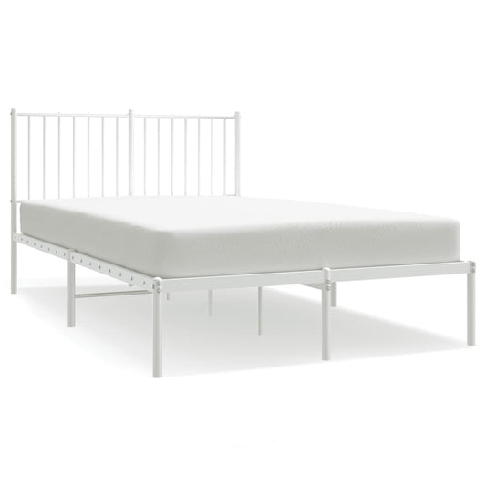 Metal Bed Frame without Mattress with Headboard White 120x190cm Metal Bed Frame without Mattress with Headboard White 120x190cm