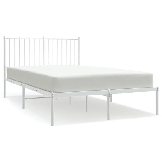 Metal Bed Frame without Mattress with Headboard White 120x200cm Metal Bed Frame without Mattress with Headboard White 120x200cm